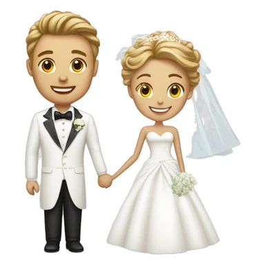 white bride and white groom sticker