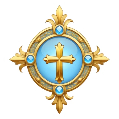 saint emblem with light blue colors and holy symbols sticker