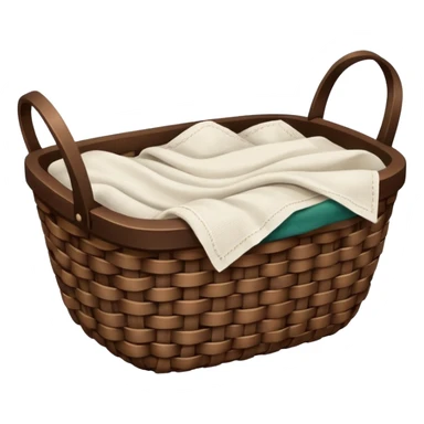 A woven dark Brown basket with fresh washed linen sticker