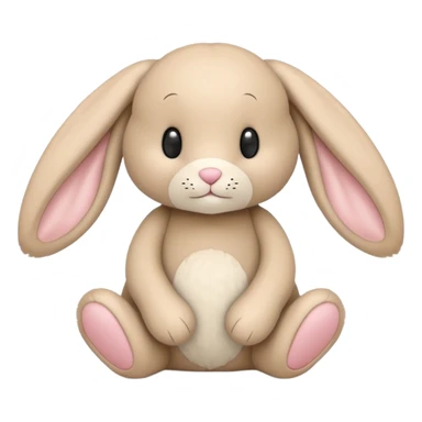 cute beige stuffed bunny with floppy ears, inspired by Jellycat Bashful Bunny, sitting pose, soft texture sticker