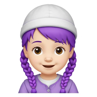 purple haired little baby with braids and white hat not beanie happy sticker