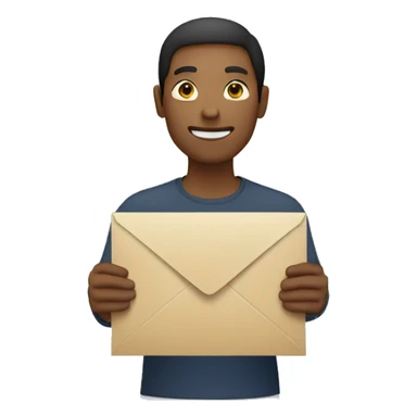 person holding stamped envelope sticker
