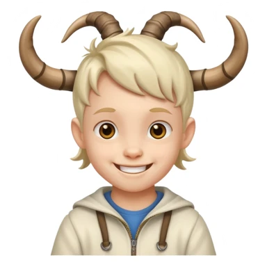 child with goat horn sticker