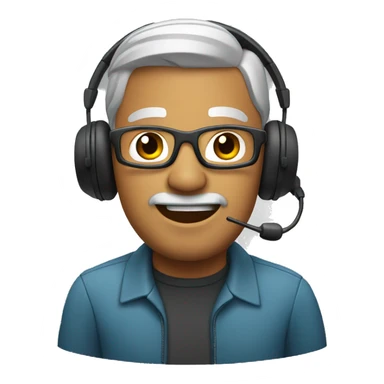 a man with a headset and mic sticker