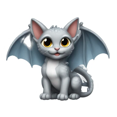 dragon wings on grey kitten sticker