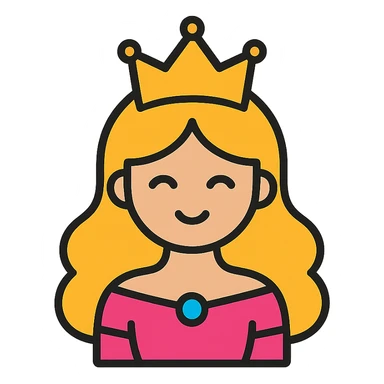 princessa hair, color icon style, clean lines, elegant, suitable for app icon sticker