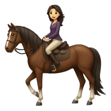 Fille brune sur un cheval sticker