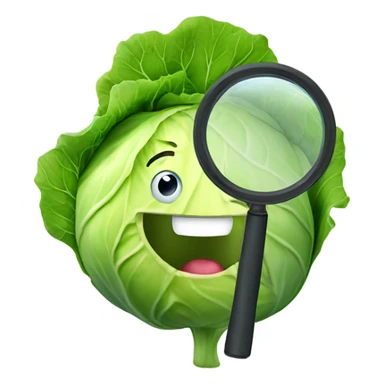 smiling cabbage hold magnifying glass sticker