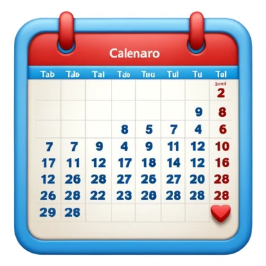 tabla calendario con fondo azúl intenso y rojo sticker