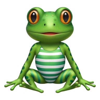 Frog with stripey swimsuit on beach sticker
