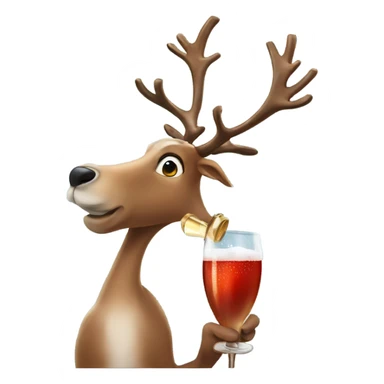 Reindeer drinking champagne sticker