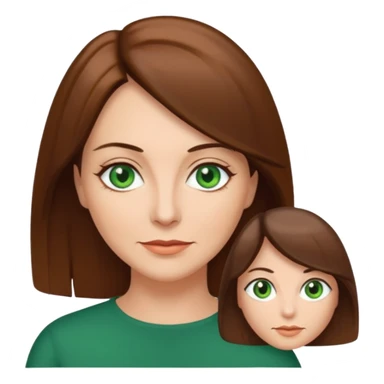 pretty middle age woman with green eyes and shoulder length straight brown hair  sticker