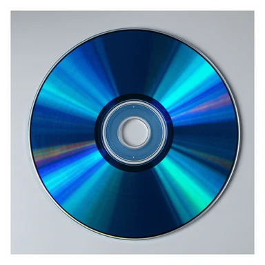 realistic blue CD disk, photorealistic style, metallic shine, reflective surface, no text sticker