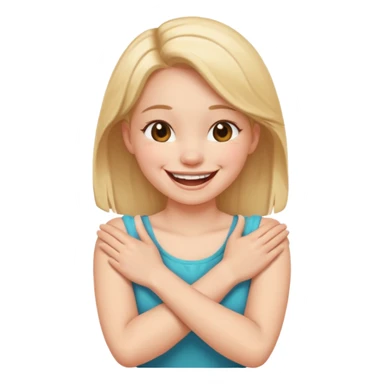 arms crossed holding neck, laughing girl sticker