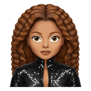 Janet Jackson with brown hair, black sequin outfit sticker