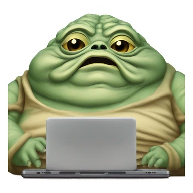 Jabba the Hutt from Star Wars with a laptop sticker