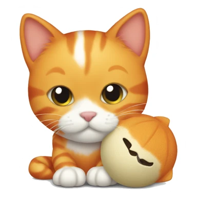 orange cat cuddling toy sticker