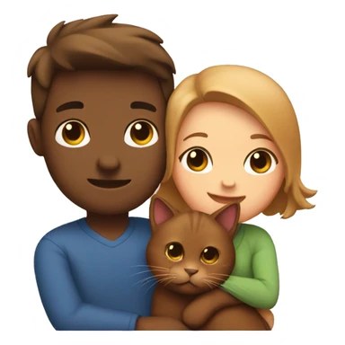 Couple hugging with a brown cat sticker