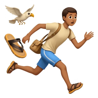 Running away from flying sandal sticker