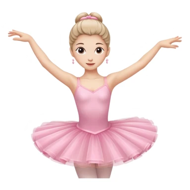 A graceful ballerina in a pink tutu, spinning lightly with arms curved elegantly.
 sticker