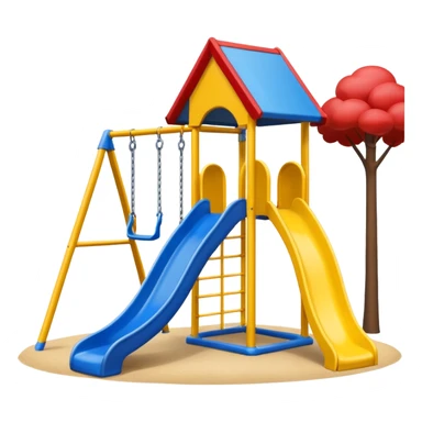 playground with one yellow slide, one blue swing, red roof over the slide, no trees sticker