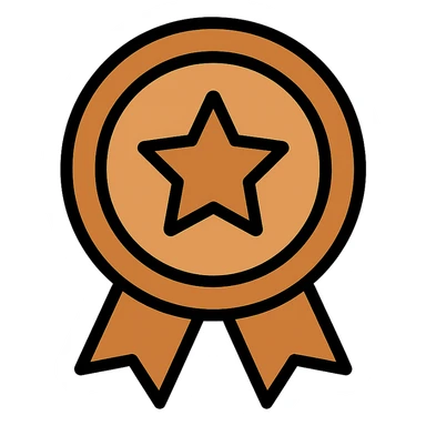 bronze badge, circular, metallic bronze, rating symbol, simple and clear sticker