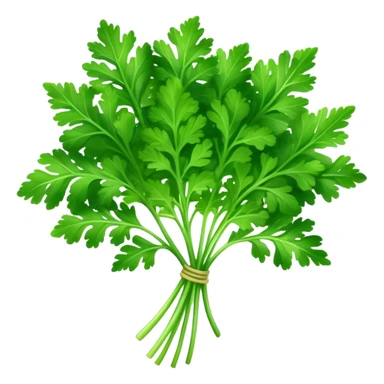Cinematic Realistic Parsley Emoji, Fresh and vibrant, with bright green, frilly leaves that seem to shimmer with vitality. The plant exudes a sense of healthy growth and aromatic zest, inviting both beauty and flavor into any dish. Soft glowing outline, capturing the essence of freshness, health, and culinary delight in a sprig of parsley! sticker