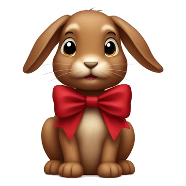 Brown bunny with dark red bow sticker