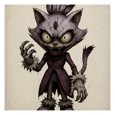 Keep the picture quality intact, make the character look scary with a unique horror expression, character facing forward. Maintain the original style and details of the character while enhancing the horror elements in the expression. sticker