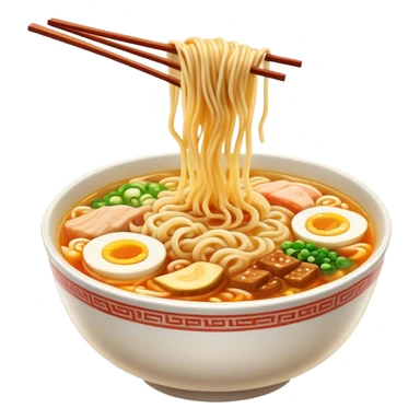 Cinematic Realistic Ramen Dish Emoji, showcasing a steaming bowl of rich broth with noodles and toppings rendered with dynamic textures and inviting, warm lighting. sticker