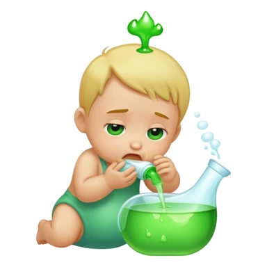 bebe vomitando liquido verde sticker
