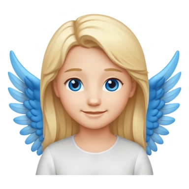 angel emoji blonde hair, blue eyes and smiling, larger wings with darker outline on them sticker