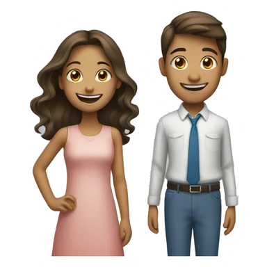 smiling girl with boy sticker