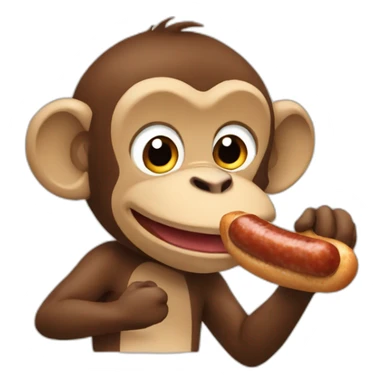 monkey eating sausage sticker
