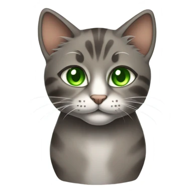 Domestic gray and brown cat with green eyes sticker