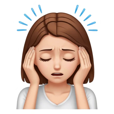 White brown-hair girl with head pain sticker