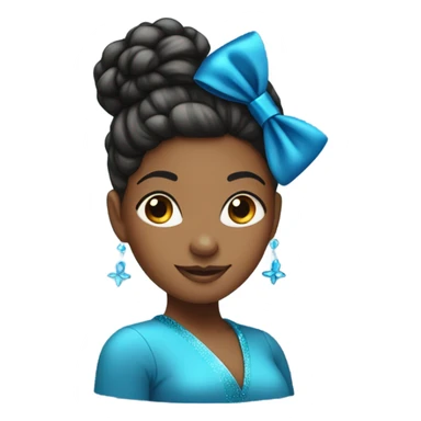 cute black woman with a bun in her hair and a blue sparkly bow sticker