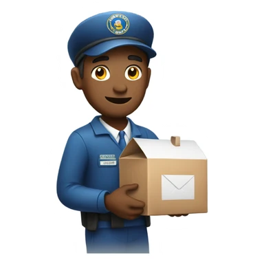 Mailman carrying a coffe sticker