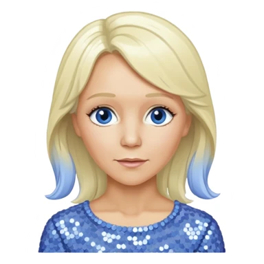  Agnetha Fältskog from ABBA with long platinum blonde hair, periwinkle sequin outfit  sticker