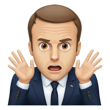 Macron in panic realistic picture sticker
