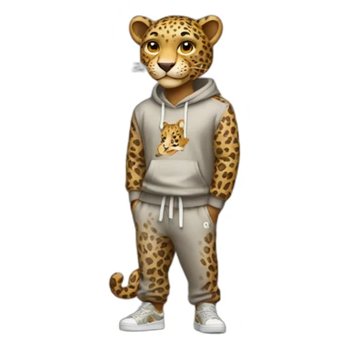 Leopard wearing sweatpants sticker