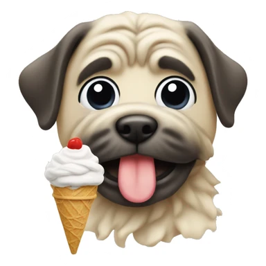 Mops eating ice cream  sticker