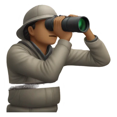 Person looking out with binoculars from a watchtower sticker