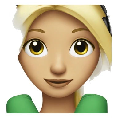blonde girl green eyes with headphones and laptop sticker