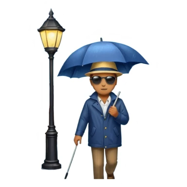 Man with umbrella , streetlight reflection, Midnight Wanderer. sticker
