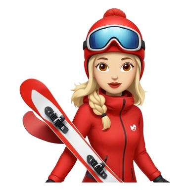 Female snowboarder in red sticker