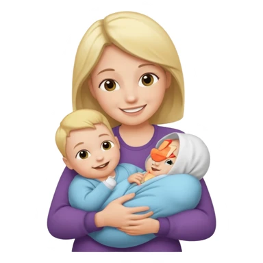 A person being happy with a baby in its arms sticker