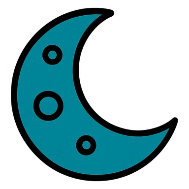 simple and bold moon in dark cyan color sticker