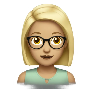 Female glasses short hair blond sticker