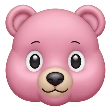 pink teddy bear face, flat minimal rounded shapes, simple face, soft pink color, iconic emoji look, no fur texture, no shading sticker